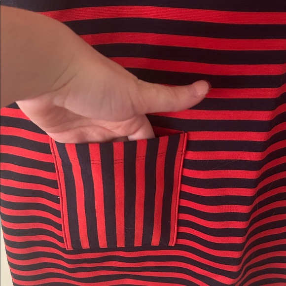 Tommy Hilfiger red and navy striped dress medium - Picture 3 of 4